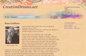 CreationDreams.net - An eclectic mix of my favorite things including Bruce Cockburn